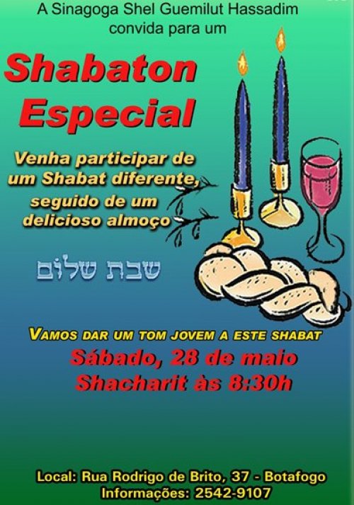 Shabaton Especial com Almoço de Shabat na Sinagoga Shel Guemilut Hassadim