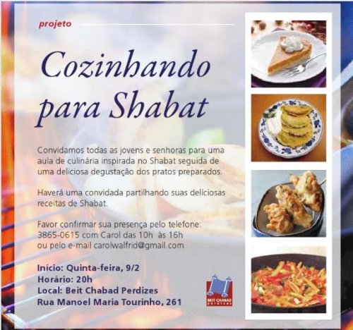 Cozinhando para Shabat: Aula Prática de Culinária para Mulheres by Beit  Chabad Perdizes