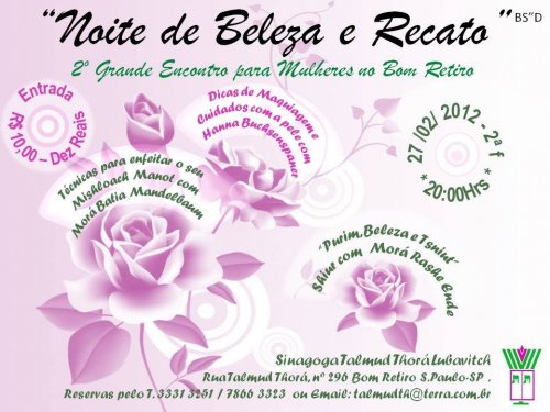 "Noite de Beleza e Recato" - 2º Grande Encontro para Mulheres da Comunidade no Bom Retiro