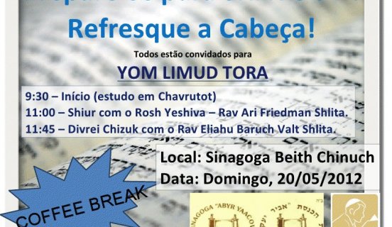Prepare-se para Shavuot - Venha participar de um "Yom Limud Torá"