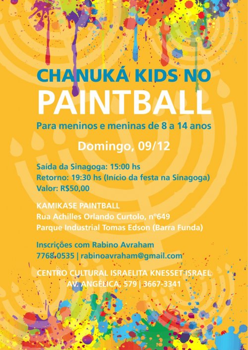 Knesset Israel: Chanuka Kids no Paintball, para Meninos e Meninas de 8 a 14 anos