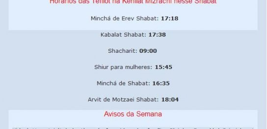 Kehilat Mizrachi: Programação Shabat Chukat 2013