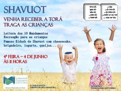 Programação Completa de Shavuot do Beit Lubavitch Copacabana