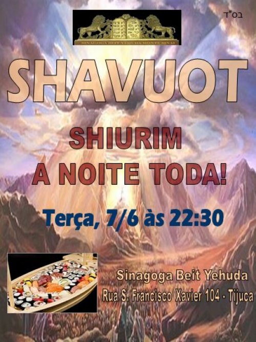 Programação de Estudos de Shavuot 2011 na Tijuca com Mega Sushi Liberado