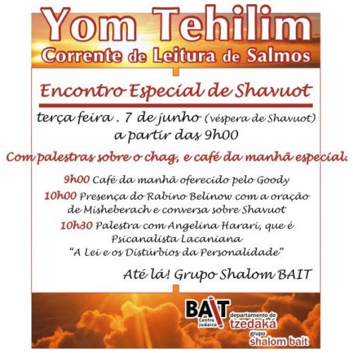 Yom Tehilim Pré-Shavuot para Mulheres no Centro Judaico Bait