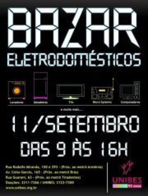 BAZAR de Eletrodomésticos da Unibes
