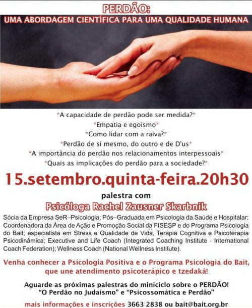 PERDÃO: Uma Abordagem Científica Para Uma Qualidade Humana - Psicóloga Rachel Zausner Skarbnik